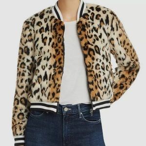 Faux fur leopard bomber jacket
